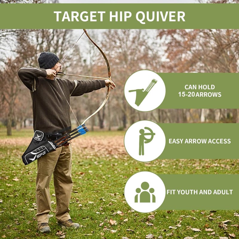 SP.G Arrow Quiver Archery Hip Quiver, Durable Adjustable Waist Belt Three Arrows Tube for Arrow Storage Compound Bow Recurve Bow Accessories - Image 4